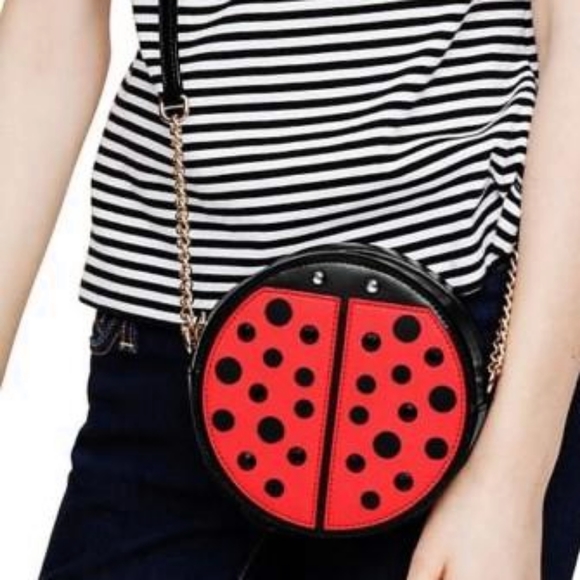 kate spade Handbags - Kate Spade Leather Turn A New Leaf Micha Round Circle Ladybug Crossbody Bag